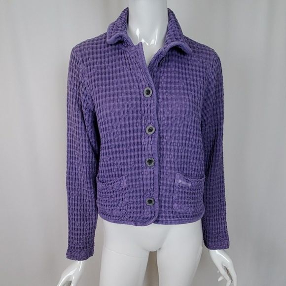 Mododoc Jackets & Blazers - Mododoc Purple Textured Cotton Unlined Jacket